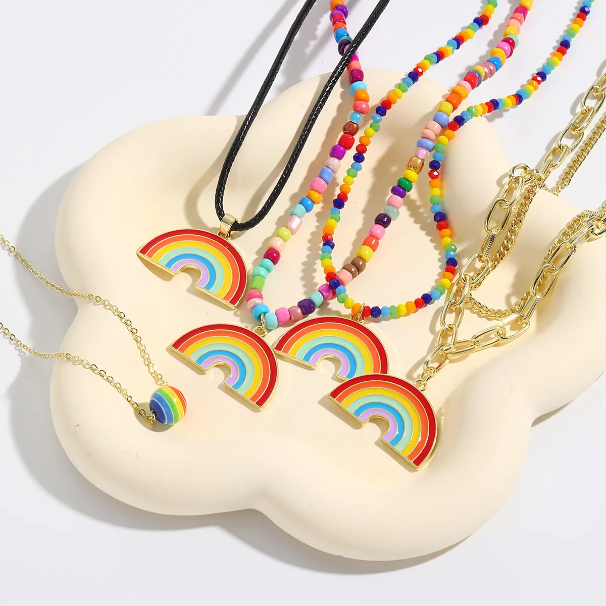 Bohemian Rainbow Seed Bead Heart Magnetic Couples Necklace Bracelet Rhinestone Zinc Alloy Friendship Jewelry Gift