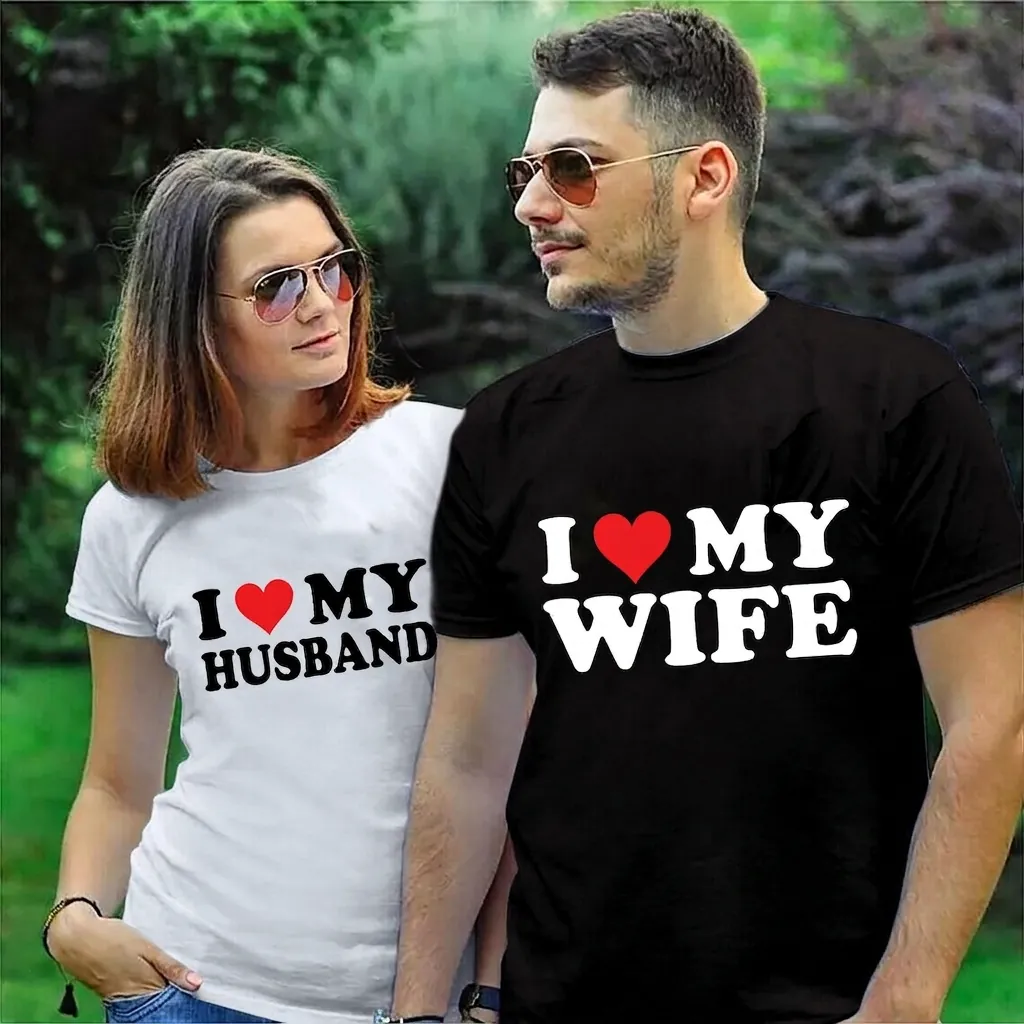 Casual T-Shirt Pure Cotton Round Neck Short Sleeve Letter Print Slogan Summer Apparel For Lovers