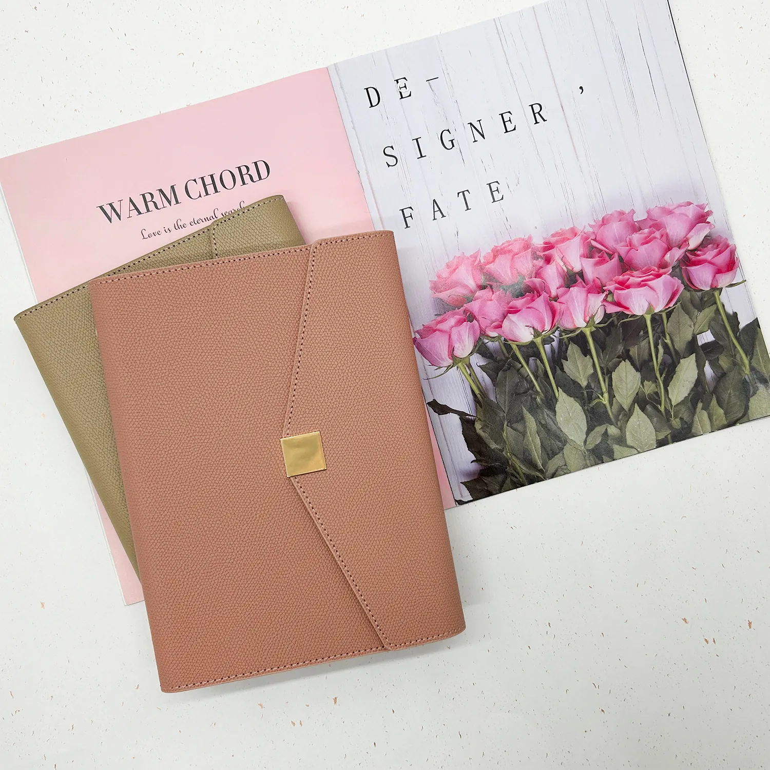 PU Leather Notebook Business Loose Leaf Refillable Journal Ring Binder Magnetic Buckle Minimalist Office Planner