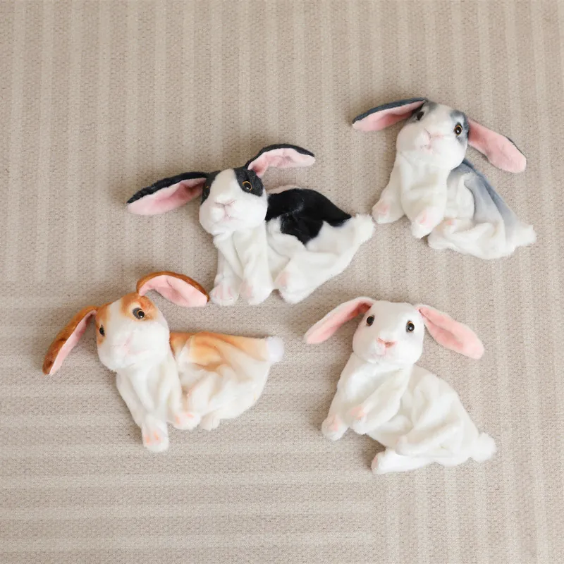 Coque De Jouet En Peluche Lapin Bélier Réaliste Tissu Doux Forme Animale Mignonne Pose Accroupie Décoration Maison