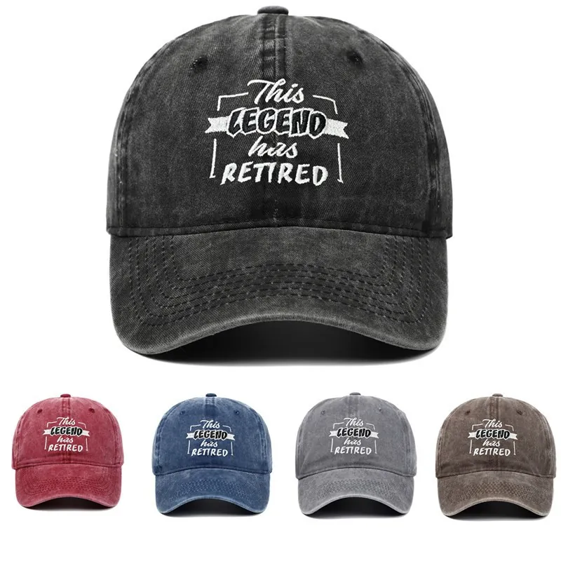 Washed Cotton Baseball Cap This Legend Has Retired Embroidery Vintage Adjustable Distressed Hat Retirement Gift Unisex