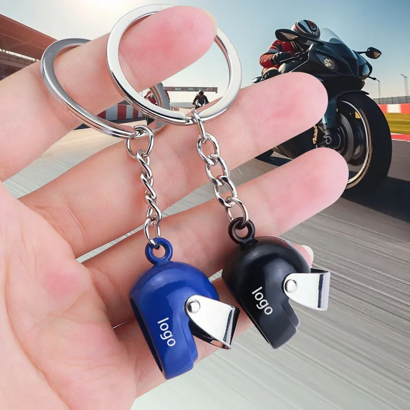 Motorcycle Helmet Keychain 3D Mini Racing Safety Hat Key Ring With Movable Visor Zinc Alloy Novelty Creative Gift