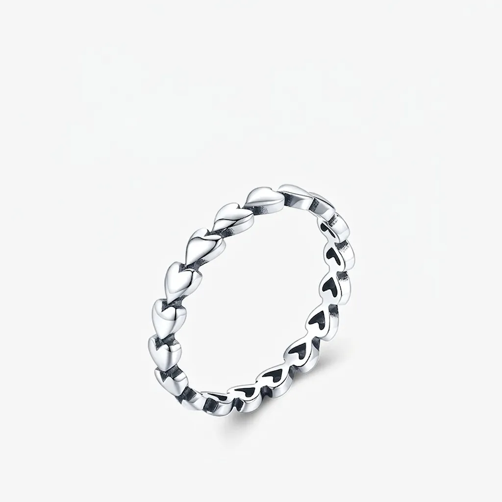 Minimalistischer Herzring 925 Sterlingsilber Hohle Kontinuierliche Herzen Stapelbarer Band Schmuck Für Damen