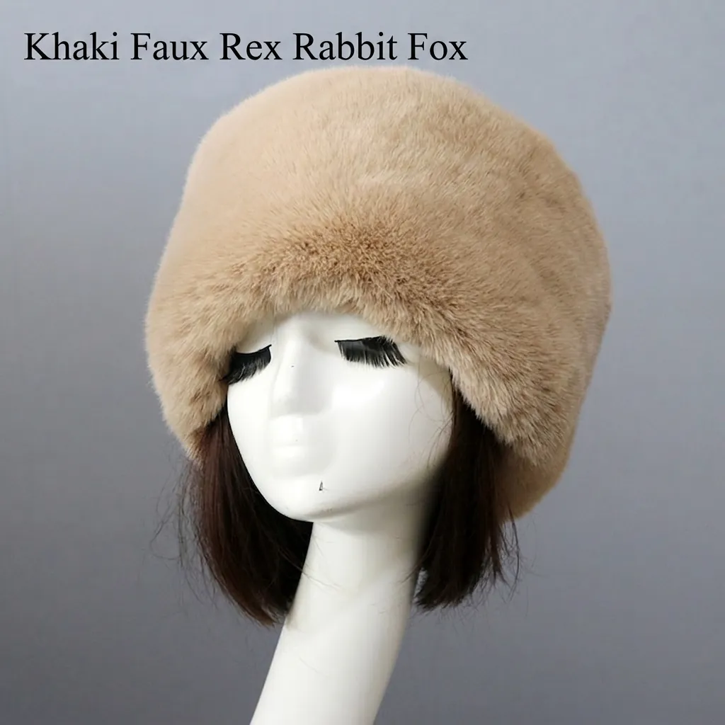 Faux Fur Russian Cossack Hat Winter Warm Thick Fluffy Synthetic Hair Cap For Men Women Windproof