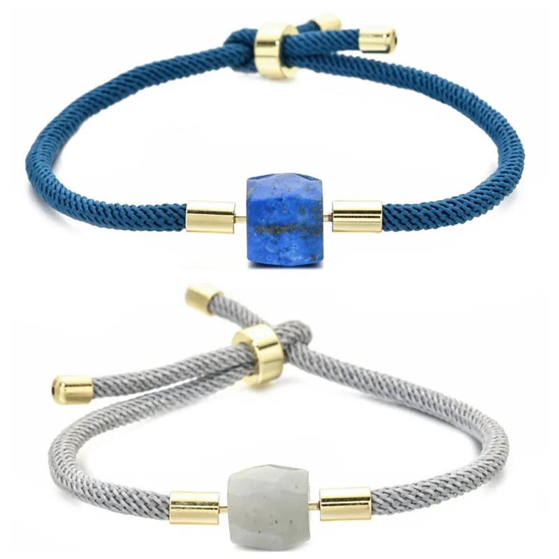 Bracelet En Cordon Milanais Tressé Avec Cuivre Pierre Naturelle Ajustable Fait Main Minimaliste Pour Femme