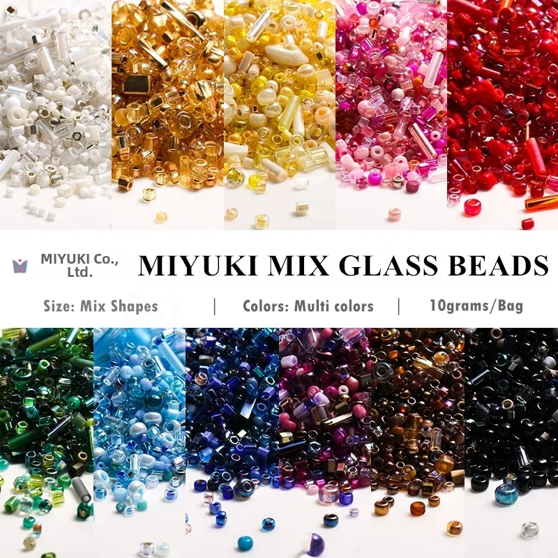 Mixed Glass Beads For DIY Jewelry Making Colorful Seed Beads Bugle Beads Mixed Shapes For Embroidery Sewing Craft Accessory 10g