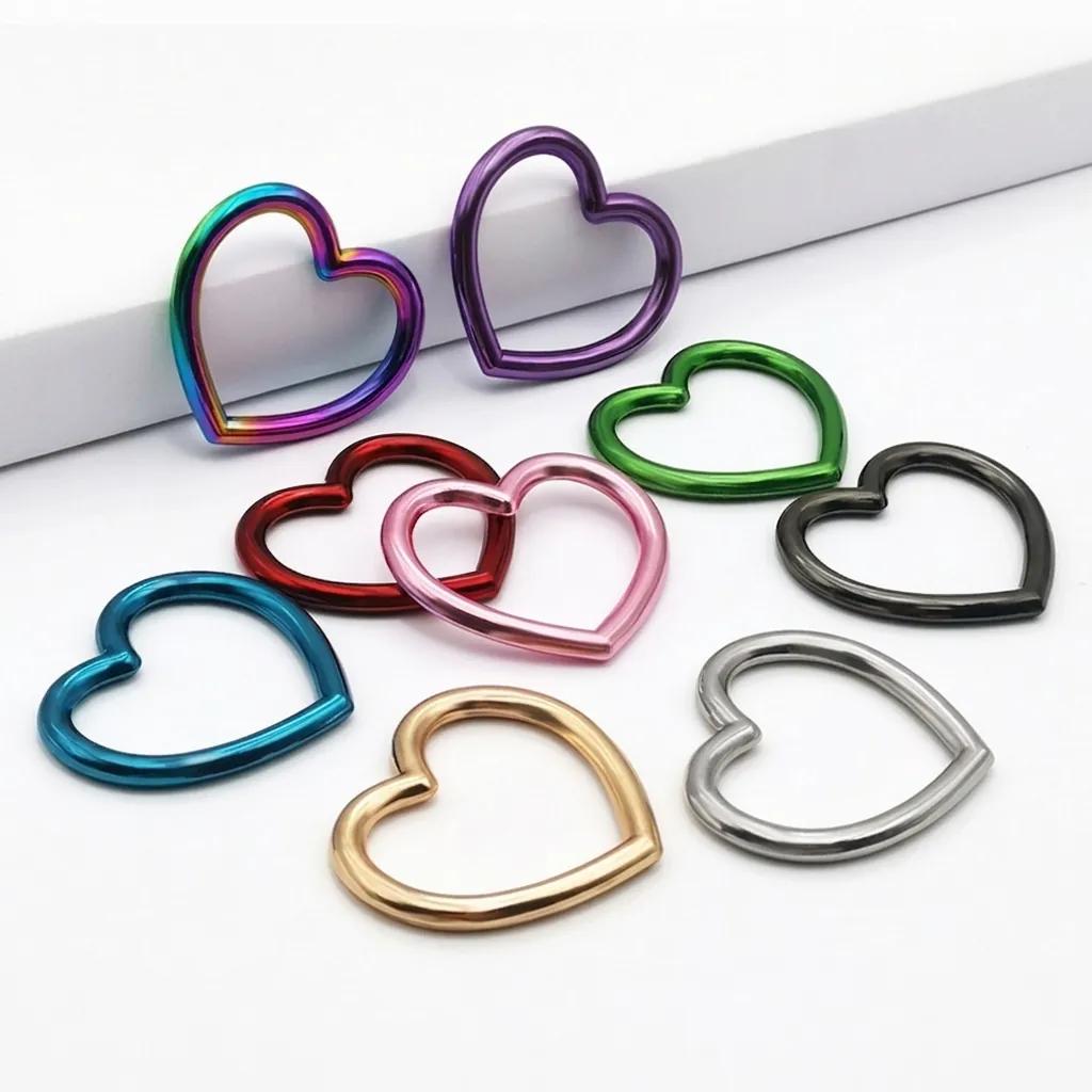 Heart Shape Zinc Alloy Metal Rings Connectors For DIY Jewelry Making Bag Accessories Iridescent Colorful