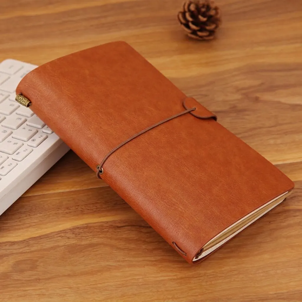 Vintage Traveler's Notebook Refillable PU Leather Journal Retro Diary With Elastic Band For Students Office