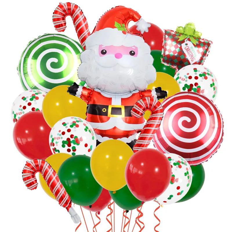 Christmas Santa Claus Snowman Ginger Man Aluminum Foil And Latex Balloons For Holiday Party Home Decoration