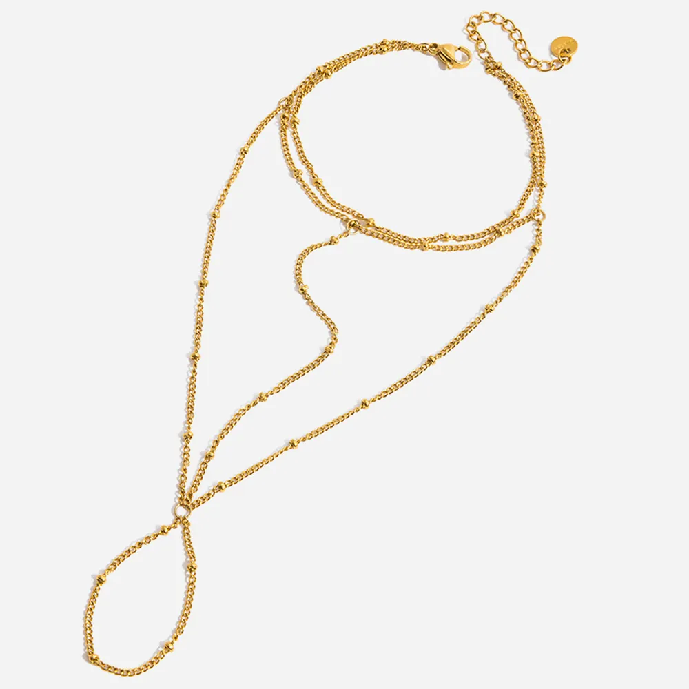 Bracelet Esclave en Acier Inoxydable avec Frange en Résille pour Femmes Style Européen Américain Plaqué Or Géométrique Bracelet Bague