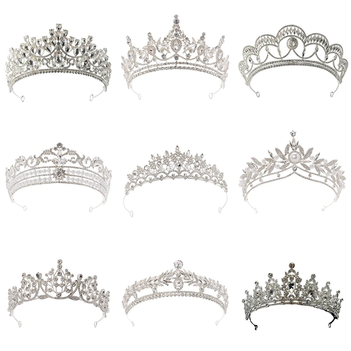 Elegant Bridal Crown Tiara Alloy Rhinestone Faux Artificial Pearl Sparkling Baroque Wedding Party Headwear For Women Brides