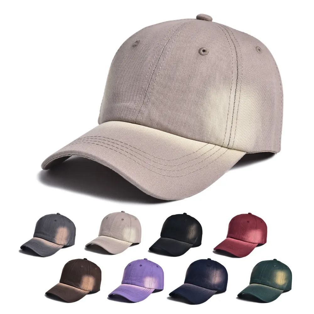 Vintage Distressed Baseball Cap Washed Cotton Gradient Tie-Dye Sun Protection Adjustable Hat For Men Women