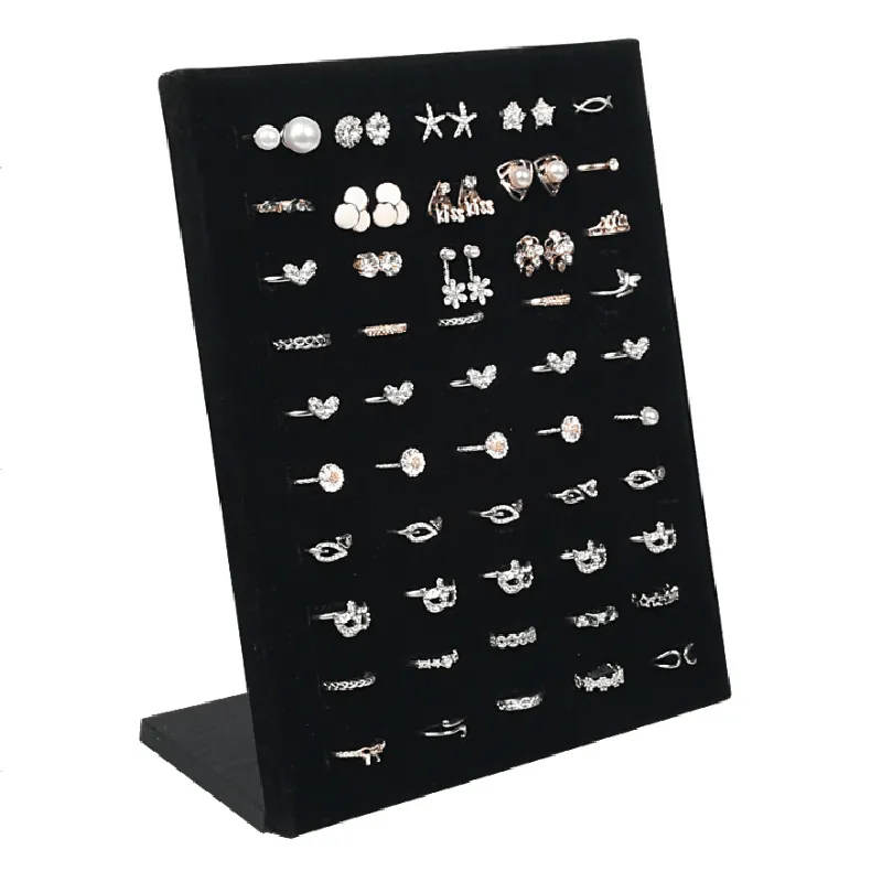 Jewelry Display Stand Velvet Necklace Earring Holder Ring Storage Box Professional Countertop Organizer Portable Desktop Rack