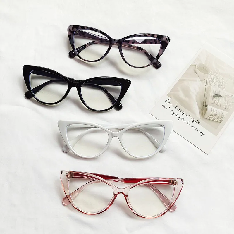 Cat Eye Glasses Frame For Women PC Fashion Clear Lens Blue Light Blocking Retro Optical Eyeglasses
