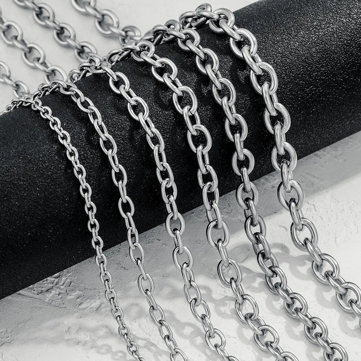 Stainless Steel Jewelry Chains Unfinished O-Chain Cross Chain DIY Handmade Necklace Bracelet Making Accessories Bulk
