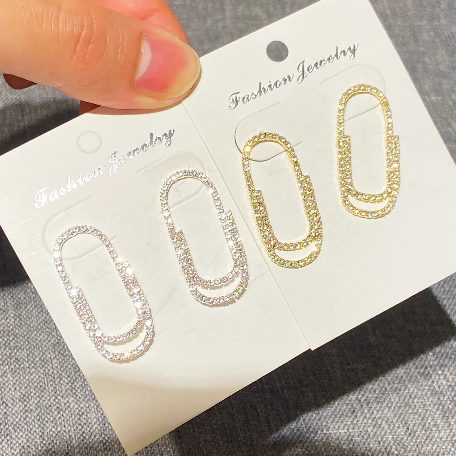 Minimalist Copper Pave Rhinestone Paperclip Safety Pin Earrings For Women Geometric Artificial Pearl Heart Stud Earrings Fashion Jewelry