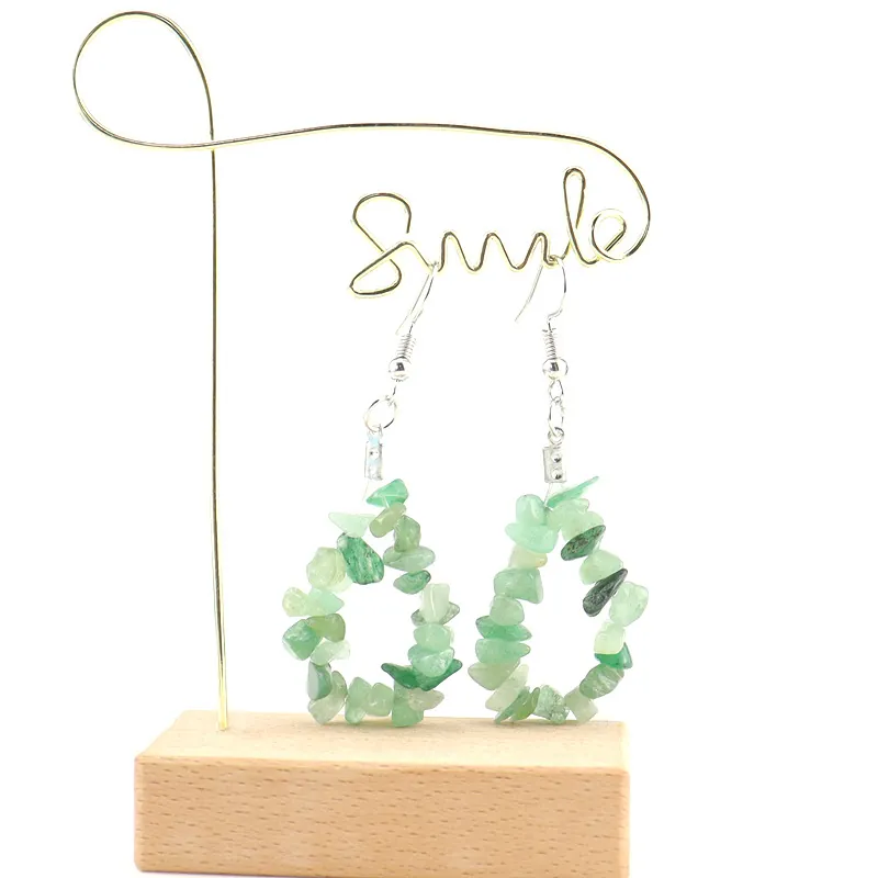 Boucles d'oreilles créoles perlées en pierre naturelle pour femmes, boucles d'oreilles pendantes irrégulières en cristal de style bohème