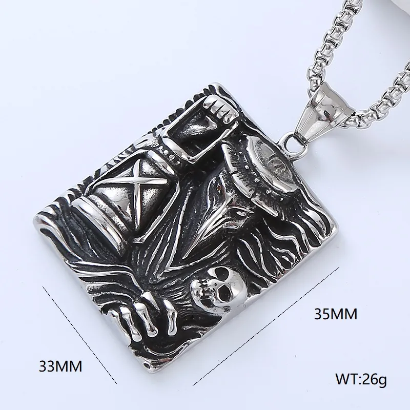 Stainless Steel Pendant Necklace Gothic Punk Viking Style Retro Wolf Skull Animal Jewelry For Men Boys Cool Gift