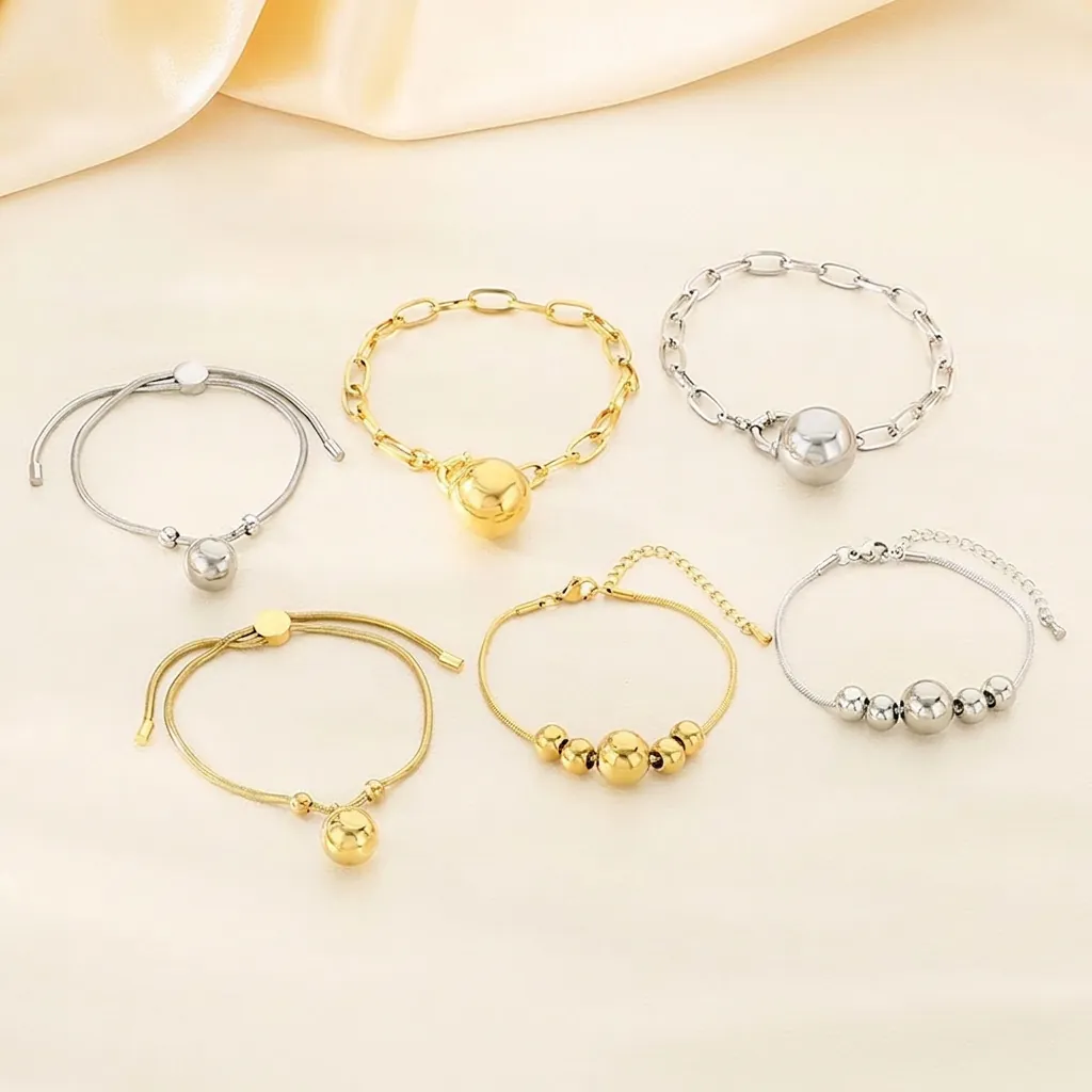 Edelstahl Armband Für Damen Herren Verstellbare Schlangenkette Mit Großen Rundkugel Anhänger Poliert Minimalistisch