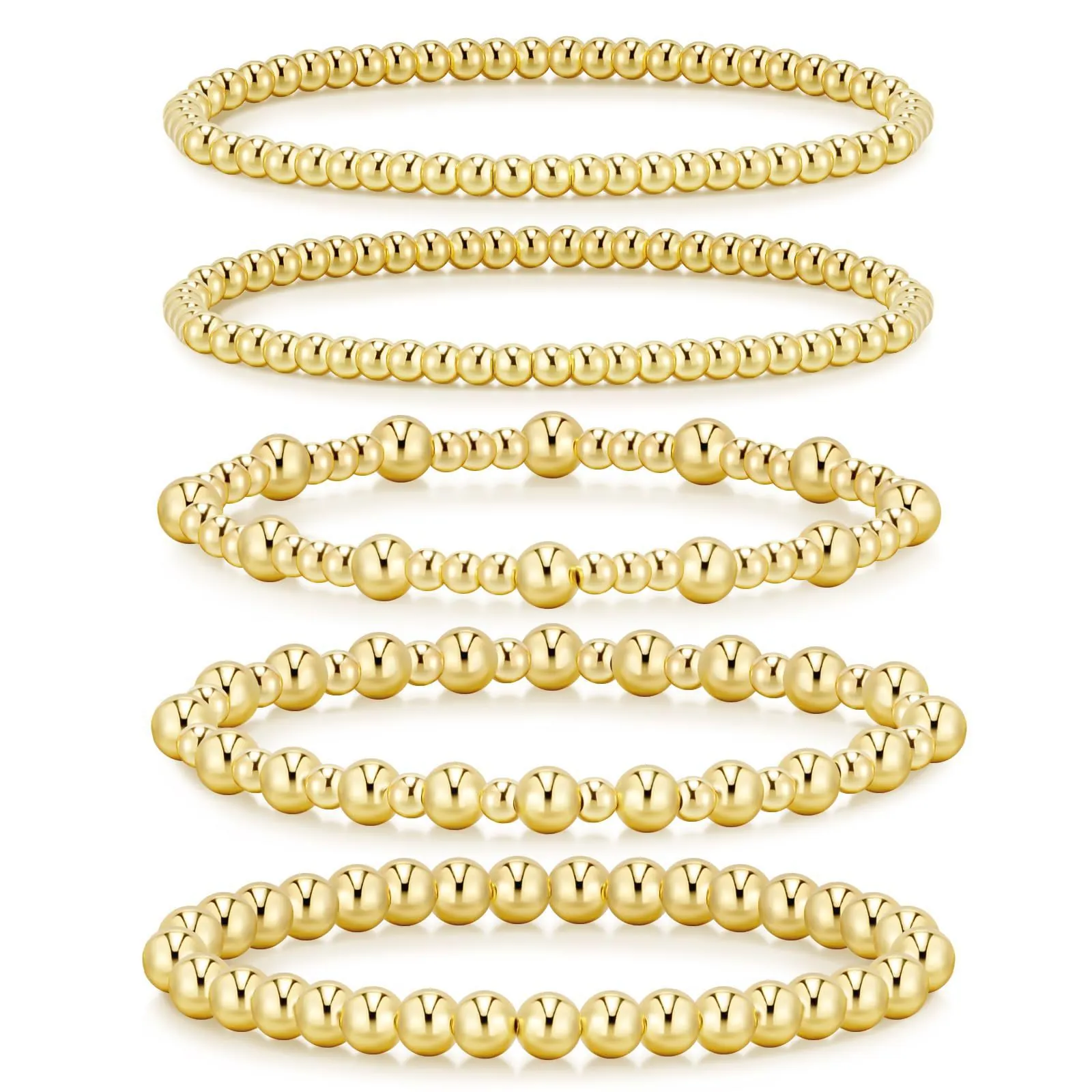 Magnetic Beaded Bracelets Metallic Round Gold Silver Plated Hematite Iron Acrylic Artificial Pearl Elastic Stretch Jewelry Versatile
