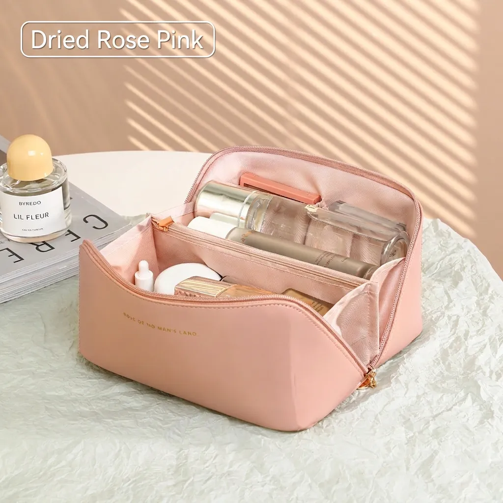 Large Capacity PU Leather Cosmetic Bag Portable Travel Toiletry Organizer Waterproof Makeup Pouch For Women