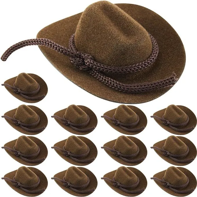 Miniatur Western Cowboyhut Filz Beflockung Mit Verstellbarem Seil Paisley Bandana Für Haustiere Hunde Katzen Puppen Party Dekoration