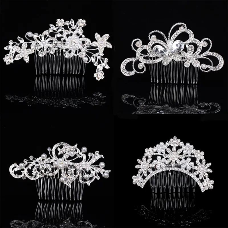 Elegant Bridal Hair Comb Alloy Rhinestone Imitation Artificial Pearl Floral Butterfly Wedding Party Headpiece Jewelry For Women