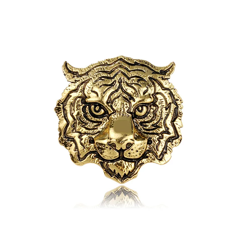 Retro Tiger Head Brooch Pin Antique Alloy Animal Lapel Pin For Men Women Suit Tuxedo Accessory