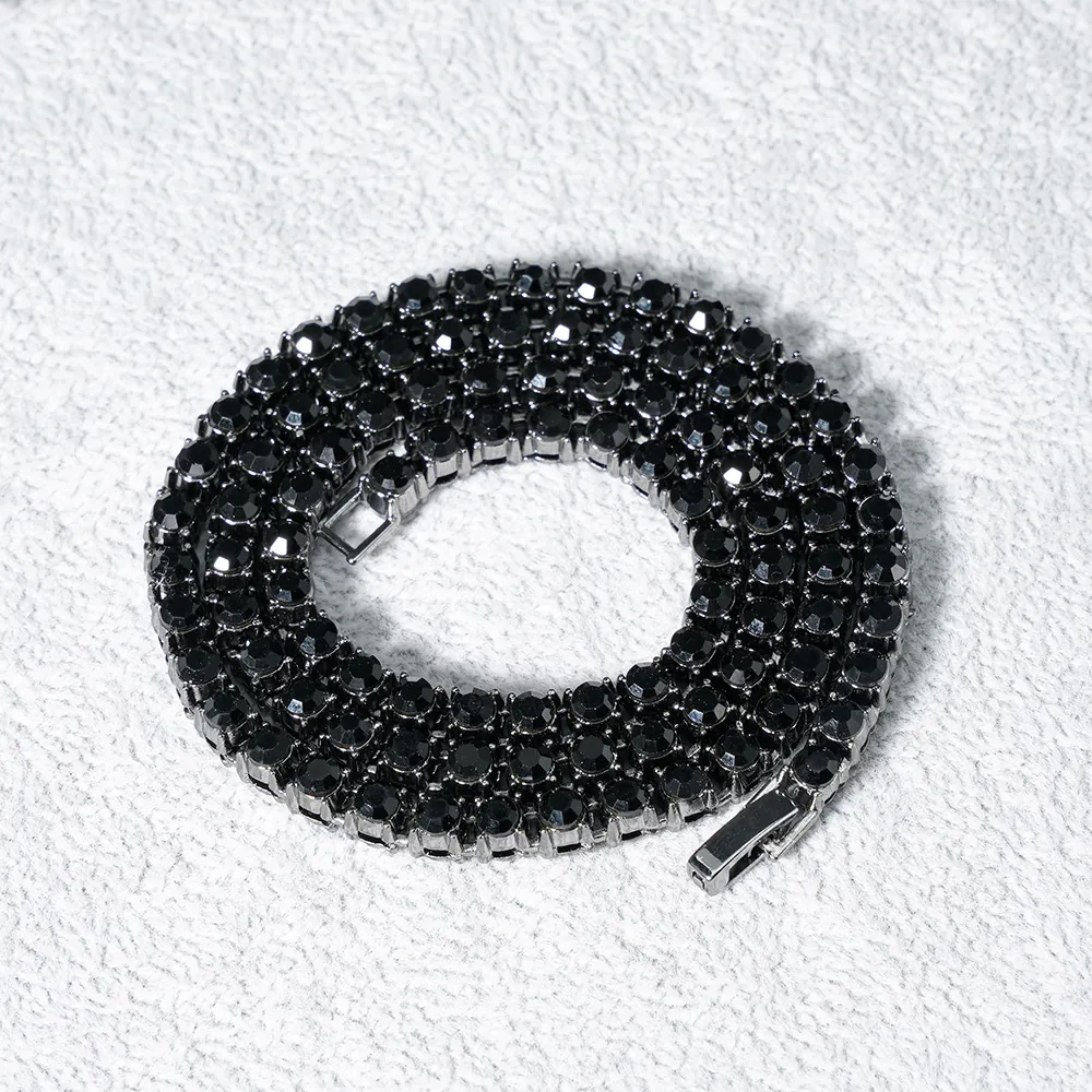 Tennis Chain Necklace Alloy Rhinestone Round Cut Hip Hop Personalized Fashion For Men Women Party Jewelry Accessory