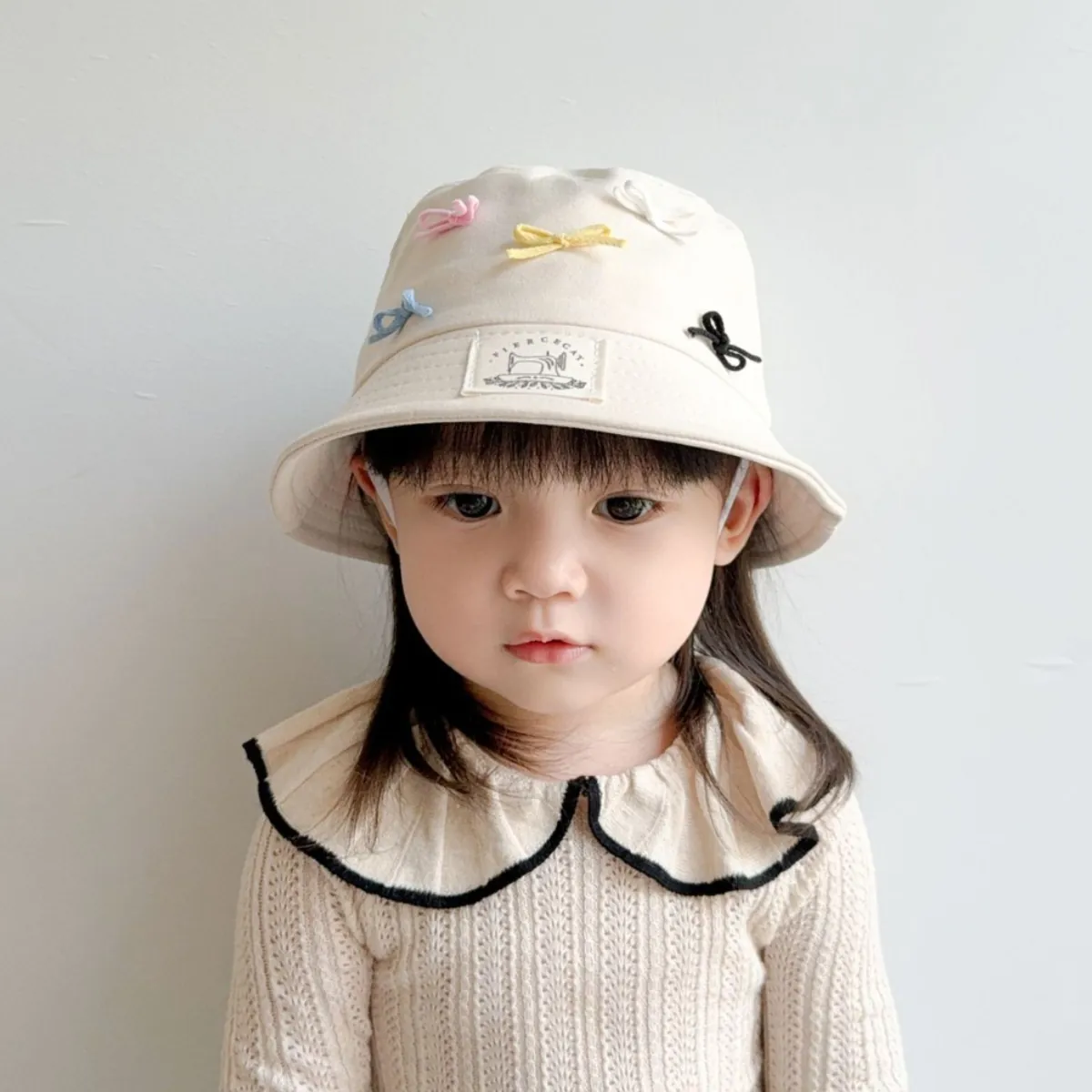 Kids Fisherman Hat Acrylic Cotton Colorful Bowknot Wide Brim Outdoor Sun Protection Sweet Bucket Hat For Toddler Girls
