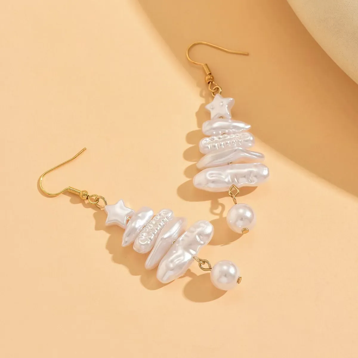 Christmas Tree Artificial Pearl Earrings Necklace Set Niche Design Festive Holiday Party Jewelry For Women