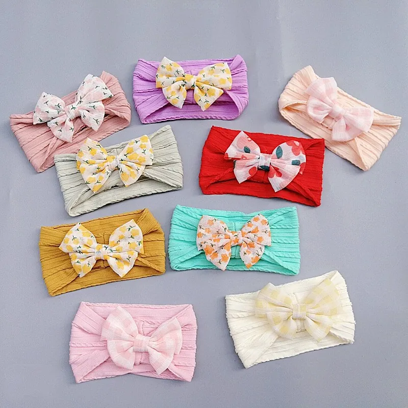 Baby Headband Nylon Gauze Elastic Floral Bow Soft Hair Accessories For Infants Toddlers Fresh Mori Style