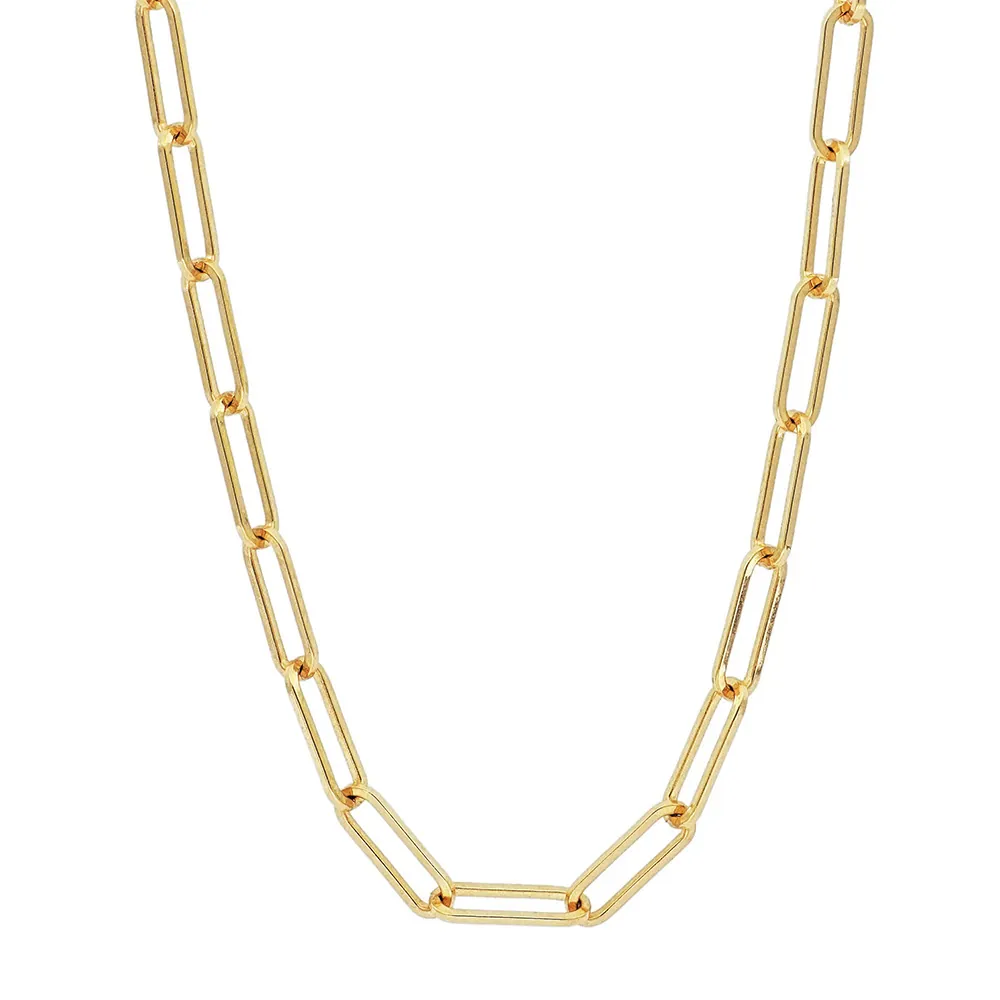 Paperclip Chain Necklace Stainless Steel Vacuum 18K Gold Plated Minimalist Basic Link For Stacking Layering Unisex