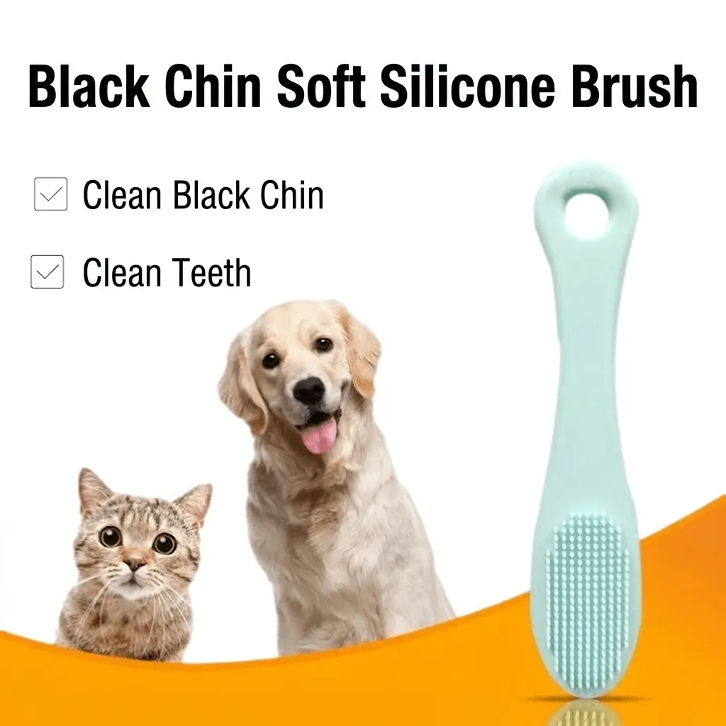 Pet Silicone Cleaning Brush For Black Chin And Teeth Dental Care Soft Rubber Massage Tool For Cats Dogs