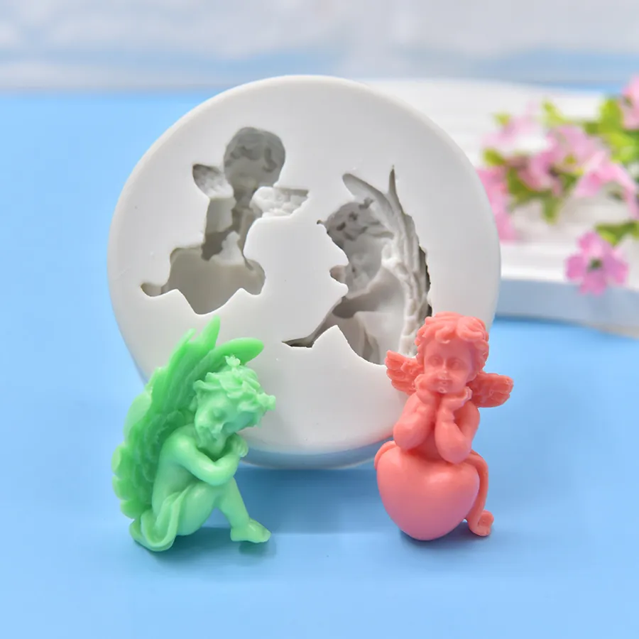 Stampo In Silicone Angelo Forma Cupido Rotondo Strumento Per Decorazione Torte Fondant Sapone Candela Fai Da Te