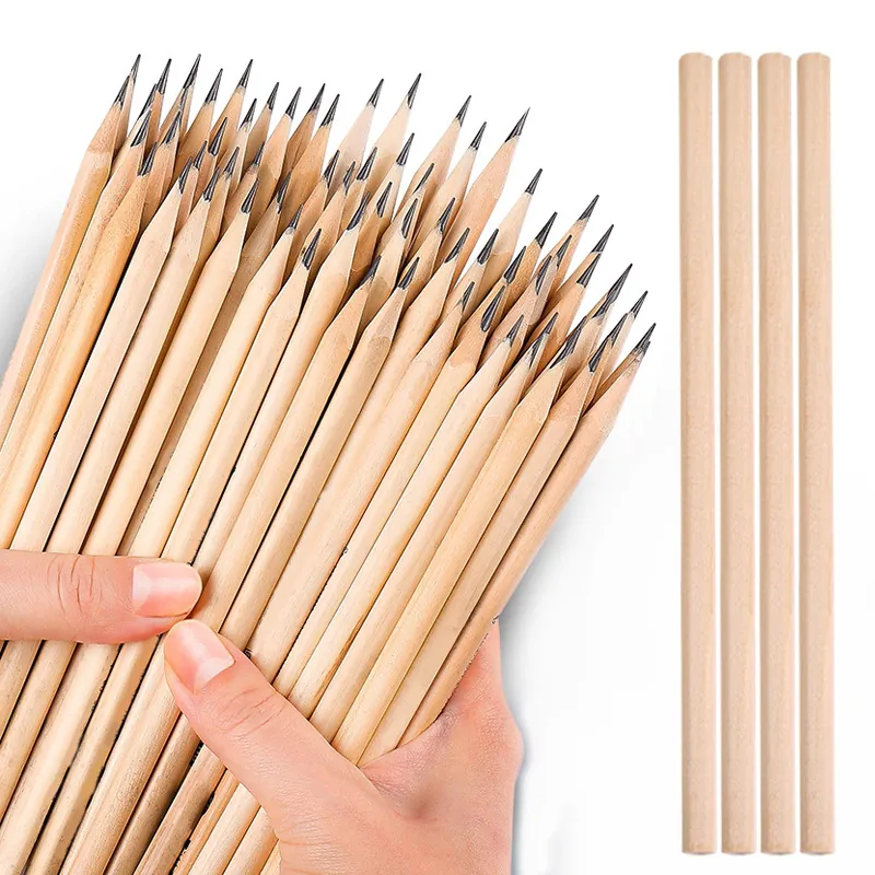 HB Wood Pencils Hexagonal Raw Natural Graphite Core For Writing Drawing Sketching Students School Office