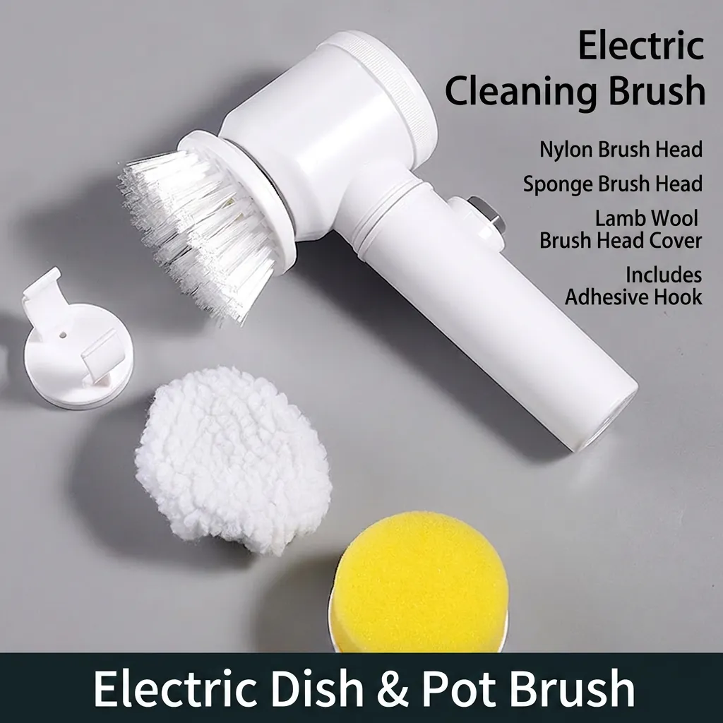 Electric Cleaning Brush Handheld Rotating Scrubber Cordless Multi Functional Scouring Tool For Kitchen Bathroom Sink Tile Stove