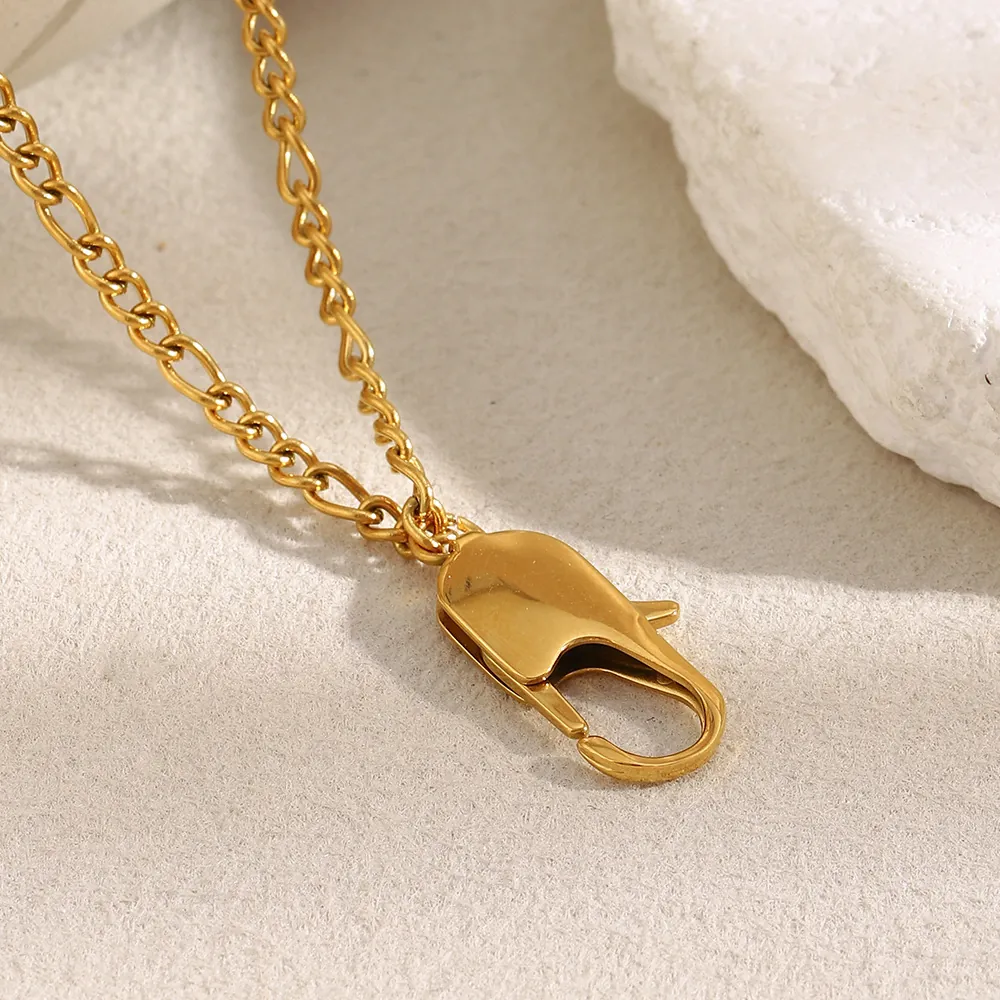 Collier Pendentif Fermoir Mousqueton Acier Inoxydable Plaqué Or 18K Mode Élégant Bijoux DIY Pour Femmes Usage Quotidien