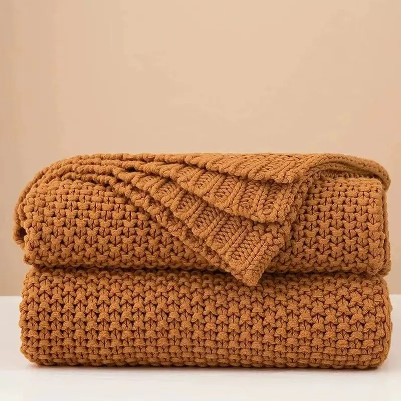 Nordic Chunky Knit Blanket Acrylic Soft Warm Tassel Sofa Throw Couch Cover Cozy Decorative Bedding For Home Office