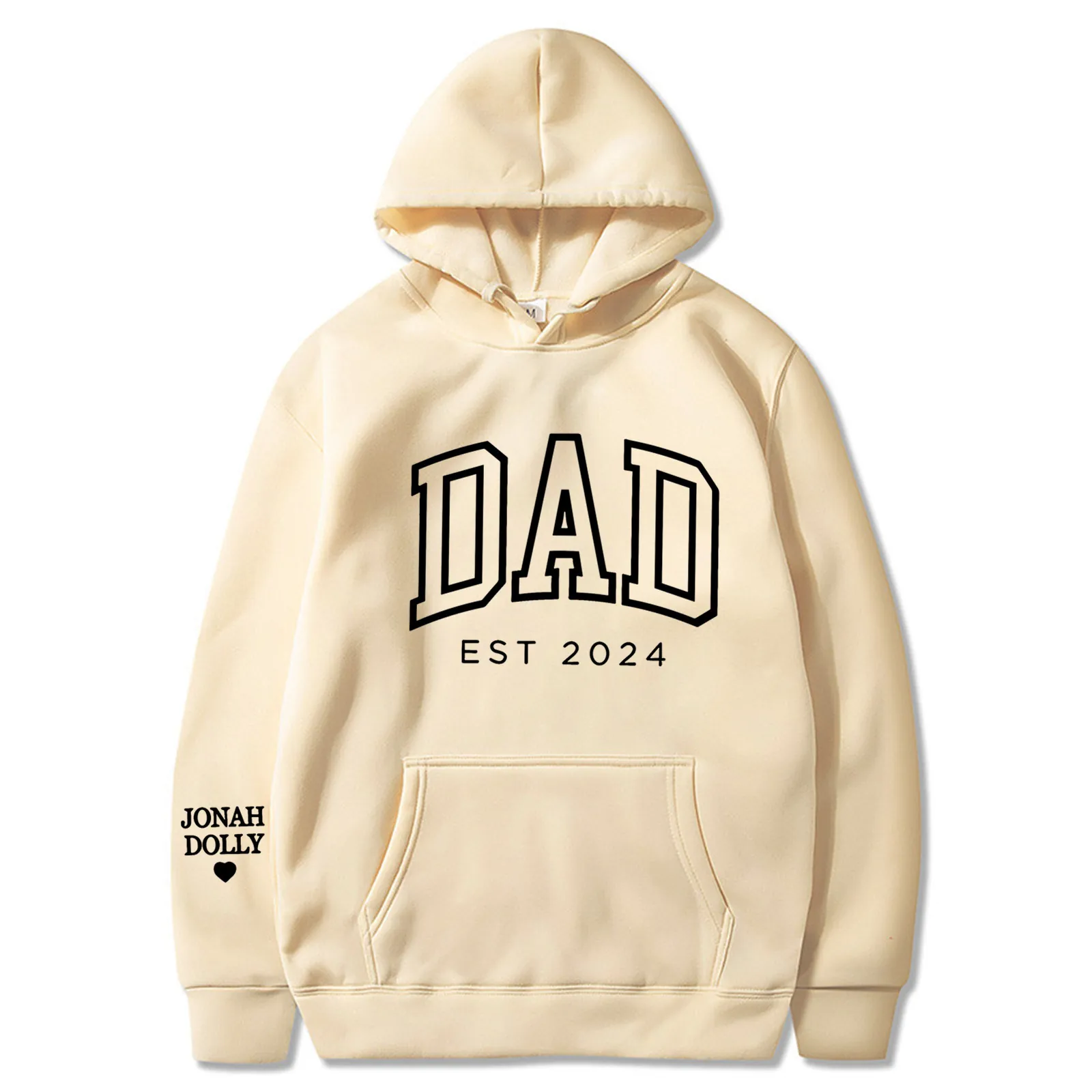 Hoodie Imprimé Dad Est 2024 Homme Manches Longues Sweat à Capuche Polyester Avec Poche Kangourou Décontracté Sport Streetwear