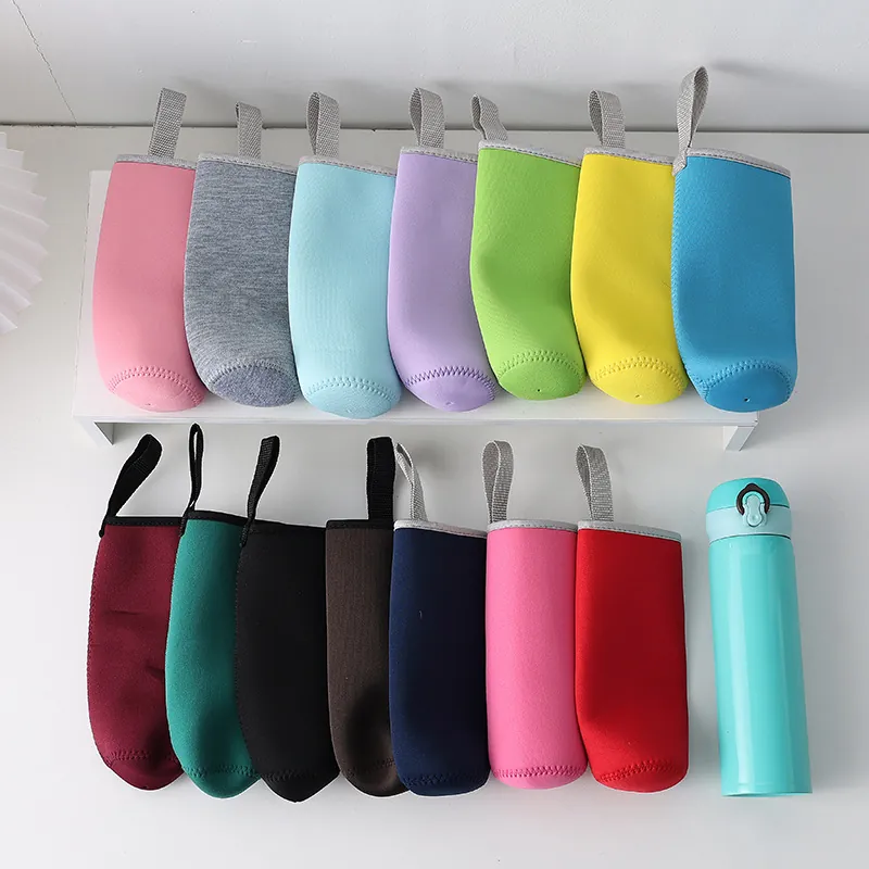 Neoprene Water Bottle Sleeve Insulated Protective Cup Cover With Portable Lanyard Heat Resistant Anti-Scratch Carrier