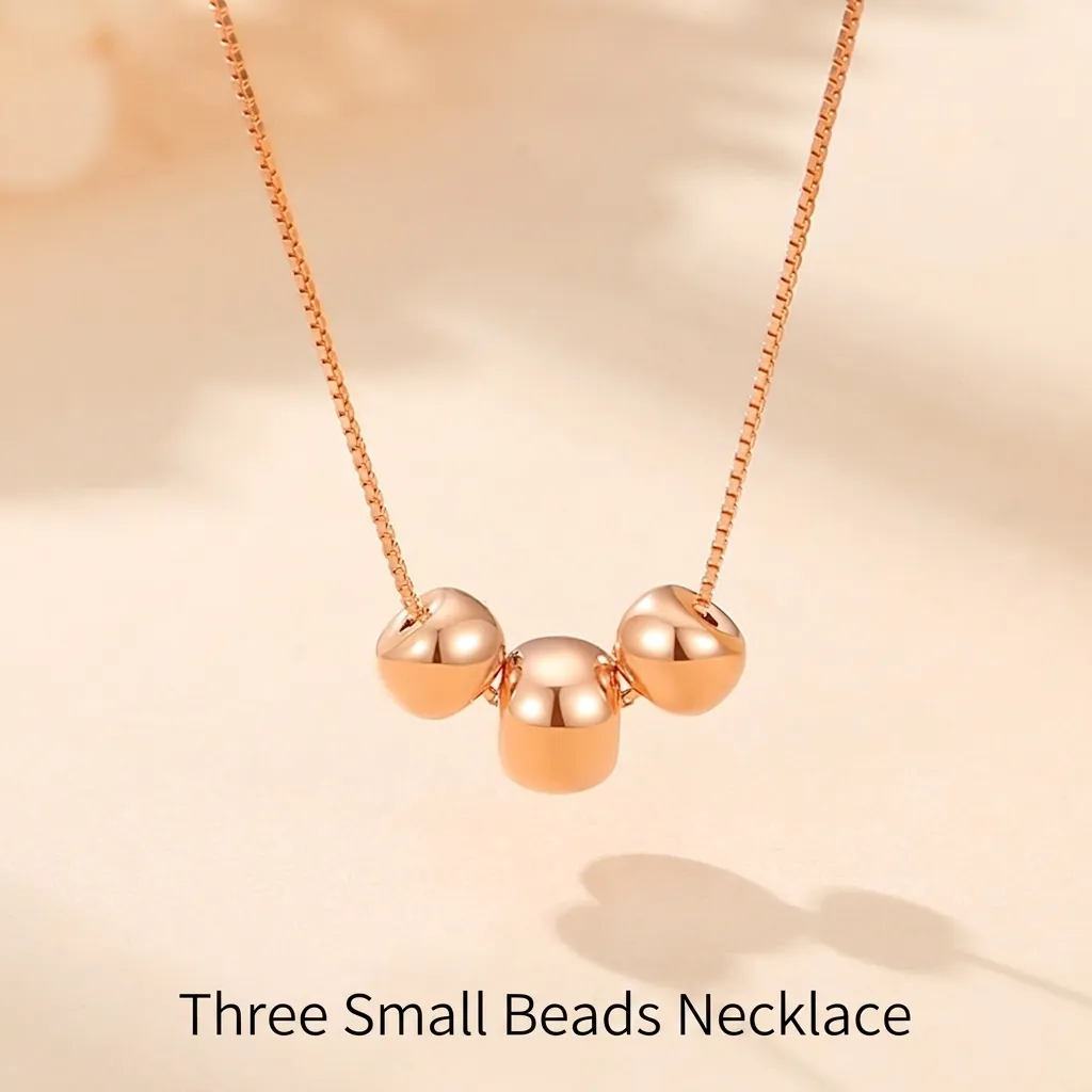 S925 Sterling Silver Triple Bead Pendant Necklace Vintage Round Box Chain Zirconia Inlaid Minimalist Jewelry For Women