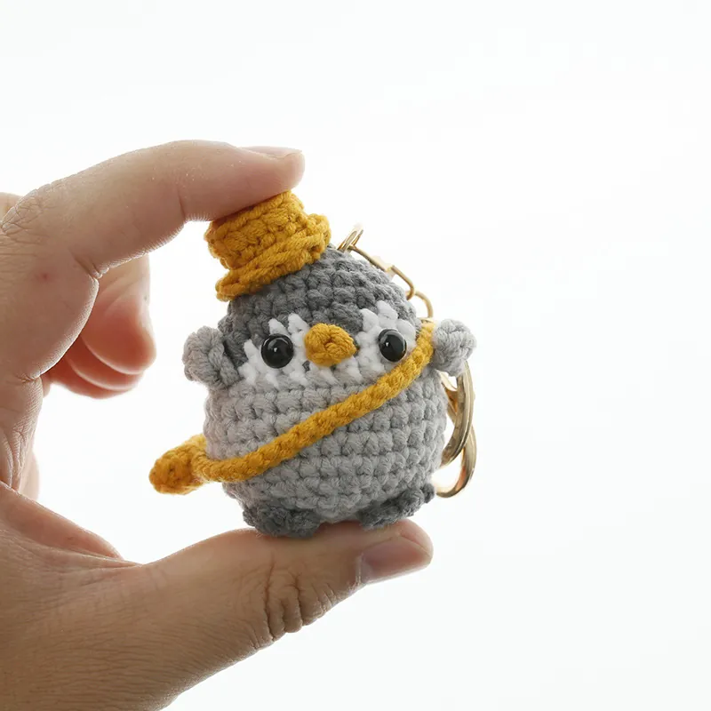 Handmade Crocheted Penguin Keychain Yarn Knitted Animal Bag Charm Cute Mini Pendant Handcrafted Gift For Bags Keys