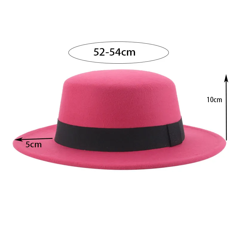 Vintage Kids Polyester Felt Boater Hat Flat Top Short Brim Fedora Hat With Satin Ribbon Band For Boys Girls Photography