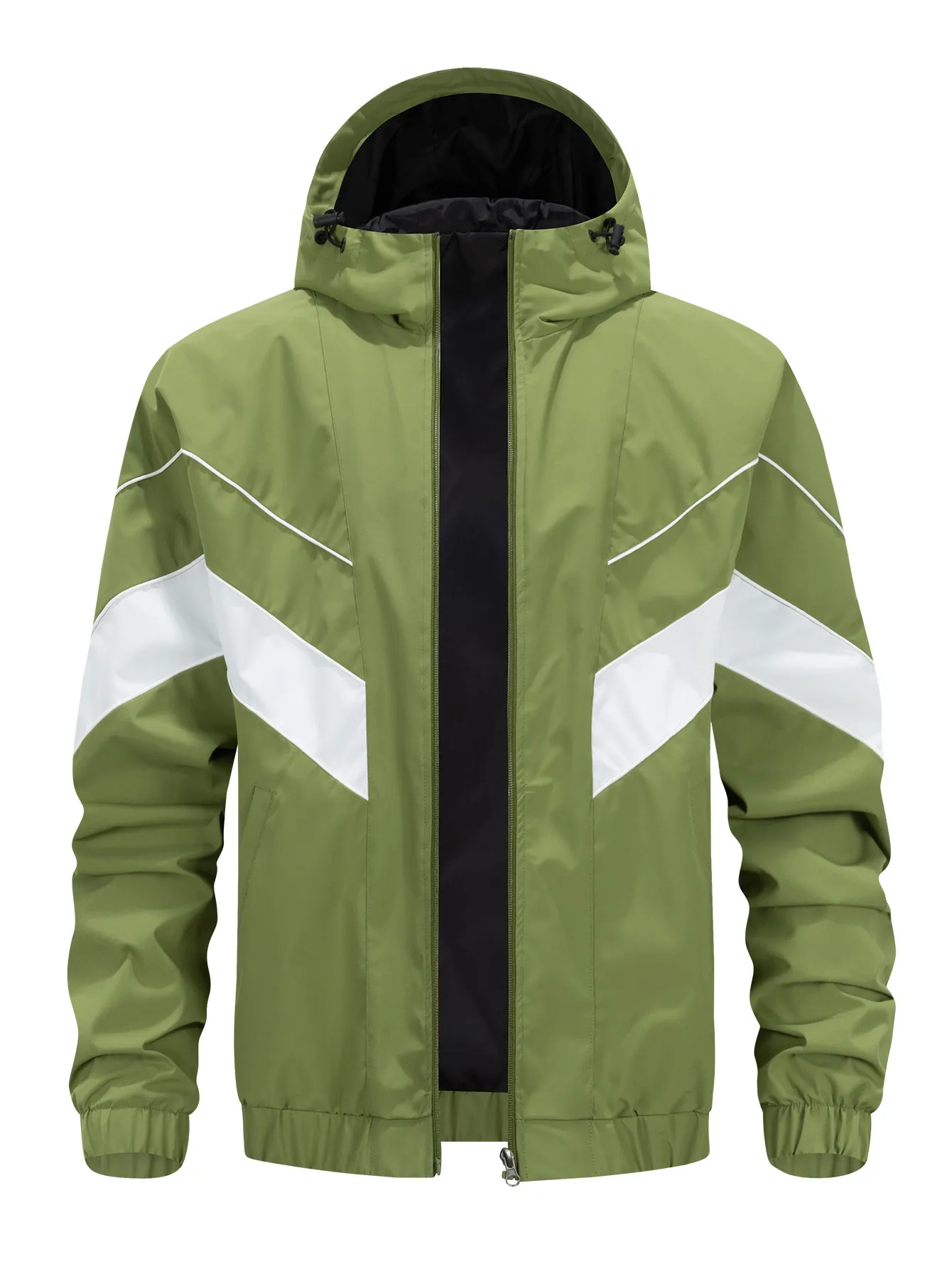Giacca Con Cappuccio Da Uomo Antivento Color Block A V Chiusura Con Zip Outdoor Casual Sportiva Giacca A Vento