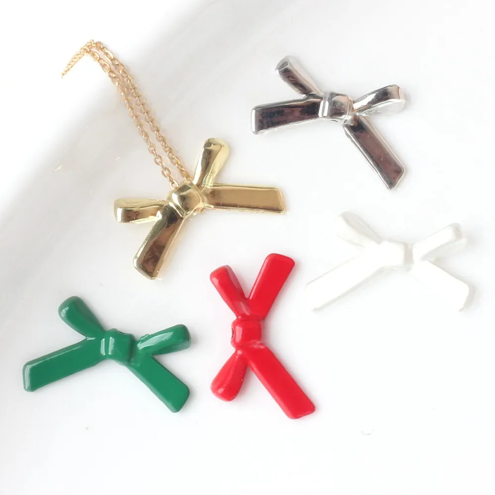 Alloy Bow Beads For Jewelry Making DIY Colorful Spray Painted Ribbon Style Loose Spacer Beads Fashion Accessories