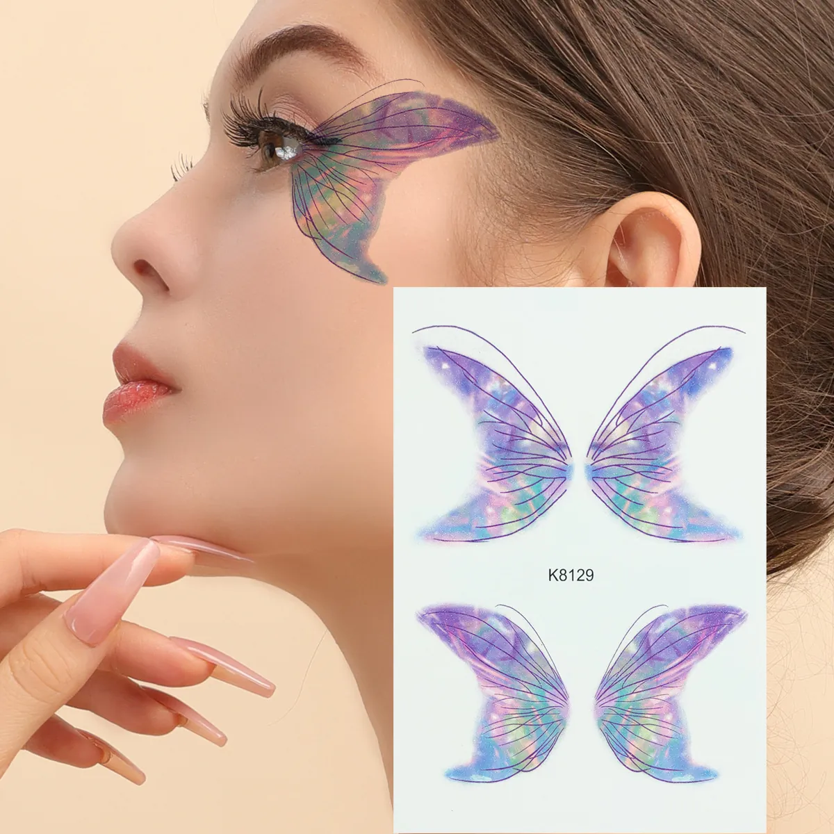 Butterfly Wing Temporary Tattoo Stickers Waterproof Face Eye Makeup Gradient Starry Shimmer Party Body Art For Women