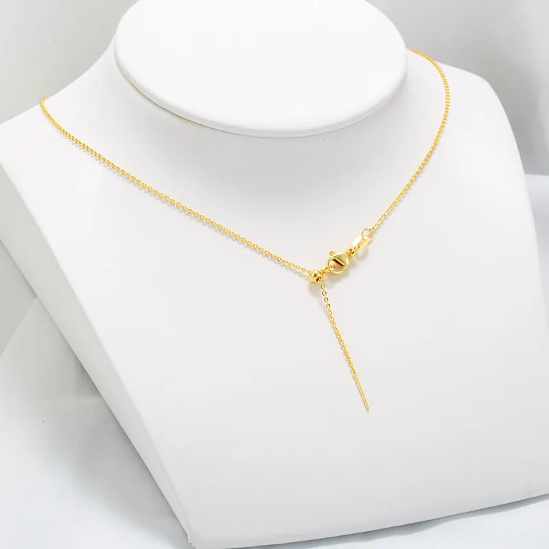 Minimalist 18K Gold Plated Copper Adjustable O-Chain Necklace With Slider Bead And Pin End For DIY Pendant Jewelry
