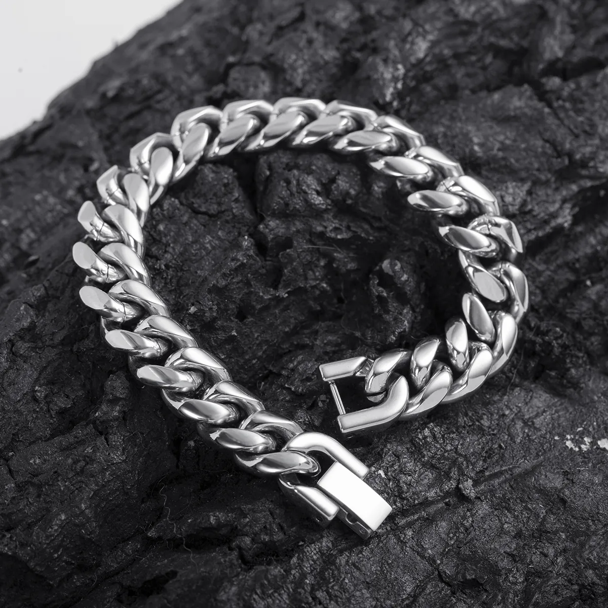 Chunky Cuban Link Chain Necklace And Bracelet Stainless Steel Hip Hop Bold Industrial Jewelry For Men Women