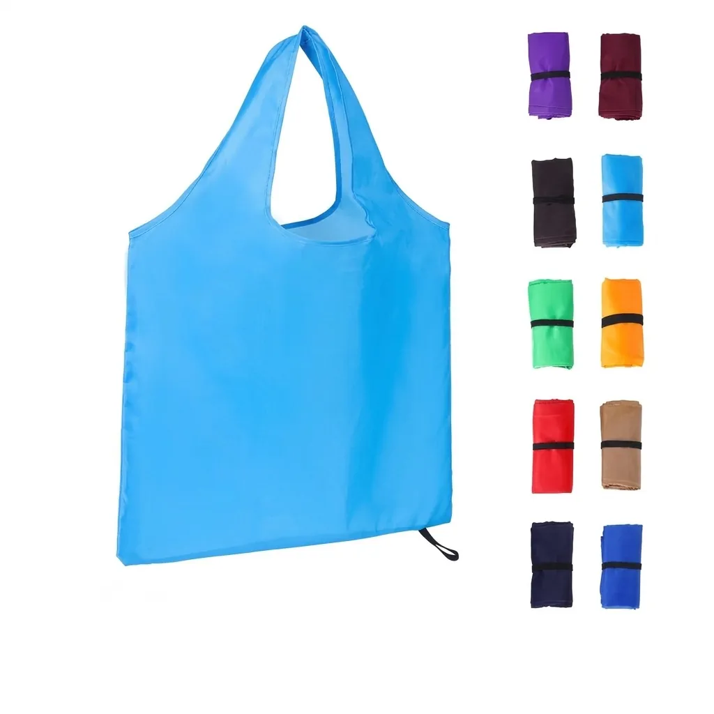 Foldable Shopping Bag Eco-Friendly 210T Polyester Portable Reusable Grocery Tote For Supermarket Travel